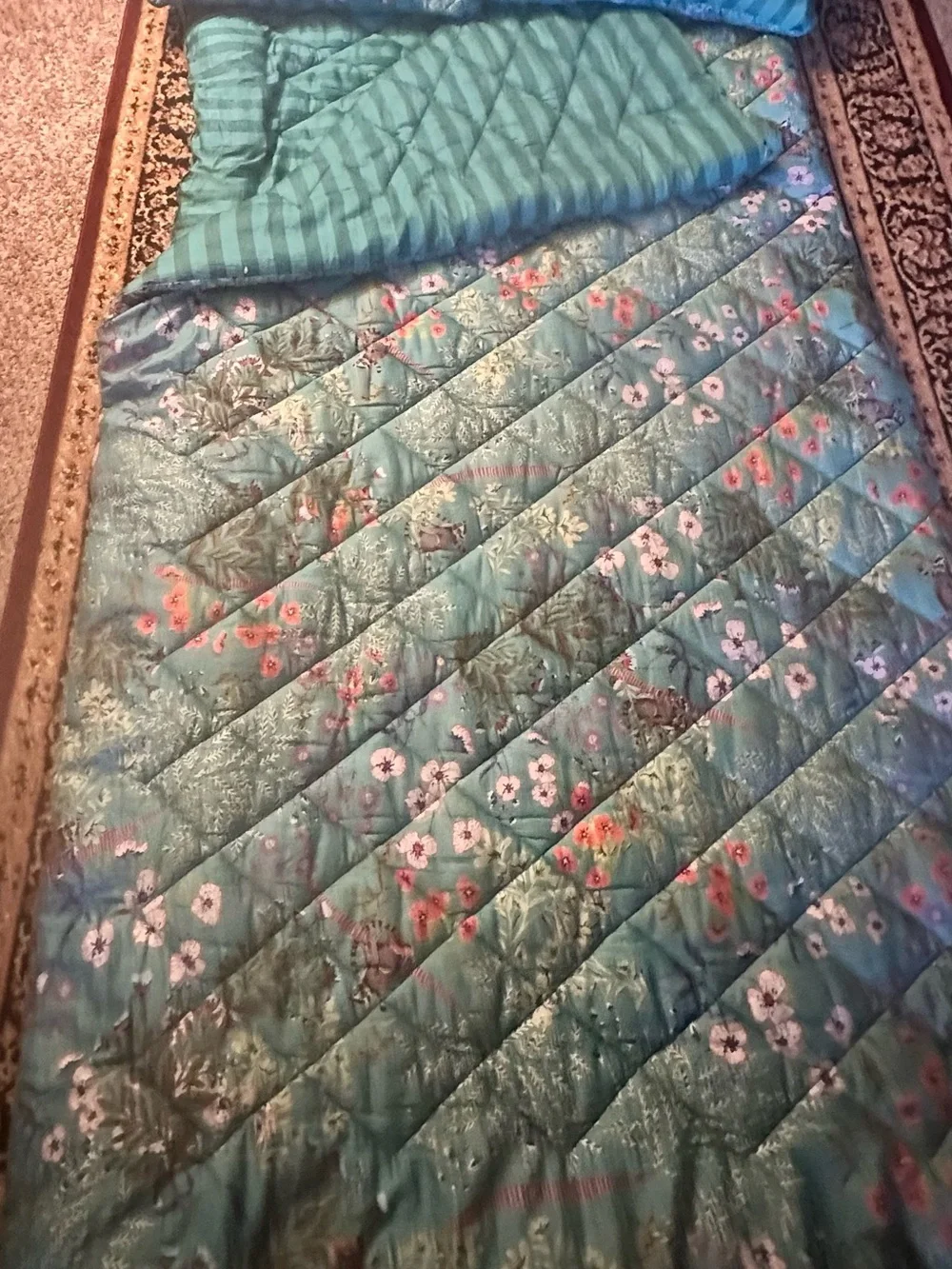 King Organic Cotton Floral & Wildlife Quilted Comforter - Never Used